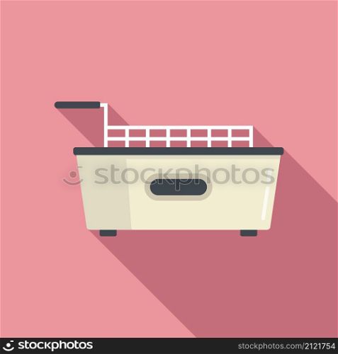 Kitchen fry machine icon flat vector. Deep fryer. Oil basket. Kitchen fry machine icon flat vector. Deep fryer