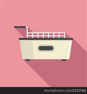 Kitchen fry machine icon flat vector. Deep fryer. Oil basket. Kitchen fry machine icon flat vector. Deep fryer