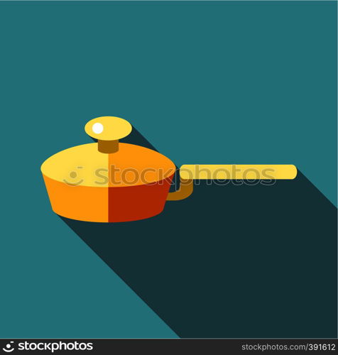 Kitchen frying pan icon. Flat illustration of kitchen frying pan vector icon for web. Kitchen frying pan icon, flat style