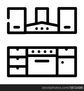 kitchen furniture line icon vector. kitchen furniture sign. isolated contour symbol black illustration. kitchen furniture line icon vector illustration
