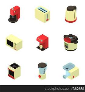 Kitchen gadgets icons set. Cartoon illustration of 9 kitchen gadgets vector icons for web. Kitchen gadgets icons set, cartoon style
