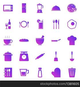 Kitchen gradient icons on white background, stock vector