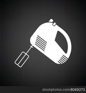 Kitchen hand mixer icon. Black background with white. Vector illustration.