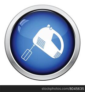 Kitchen hand mixer icon. Glossy button design. Vector illustration.
