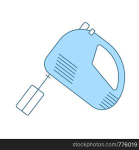 Kitchen Hand Mixer Icon. Thin Line With Blue Fill Design. Vector Illustration.