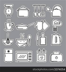 Kitchen icon. Preparing food symbols knife cooking stove recent vector illustrations. Cooking and preparation, mixer and pan, cook and stove. Kitchen icon. Preparing food symbols knife cooking stove recent vector illustrations
