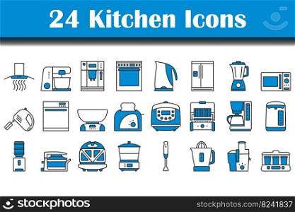 Kitchen Icon Set. Editable Bold Outline With Color Fill Design. Vector Illustration.