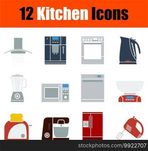 Kitchen Icon Set. Flat Design. Fully editable vector illustration. Text expanded.