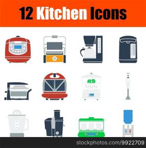 Kitchen Icon Set. Flat Design. Fully editable vector illustration. Text expanded.