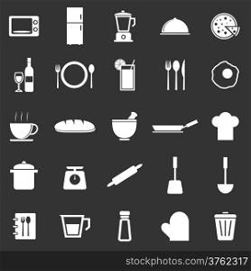 Kitchen icons on black background, stock vector