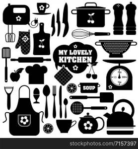 Kitchen icons set of tools