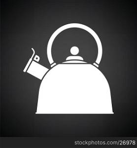 Kitchen kettle icon. Black background with white. Vector illustration.