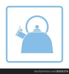 Kitchen kettle icon. Blue frame design. Vector illustration.