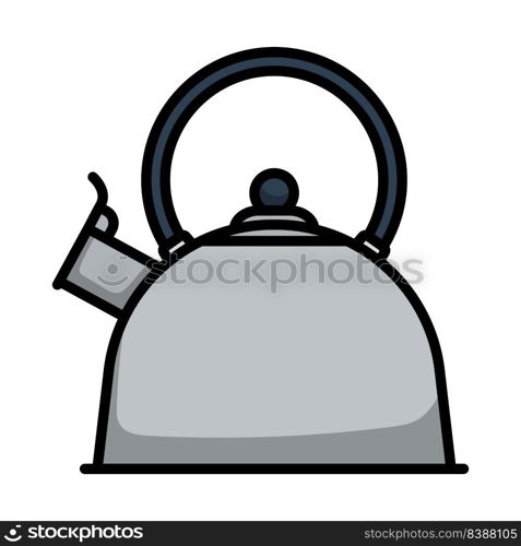 Kitchen Kettle Icon. Editable Bold Outline With Color Fill Design. Vector Illustration.