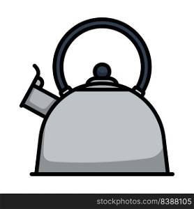 Kitchen Kettle Icon. Editable Bold Outline With Color Fill Design. Vector Illustration.