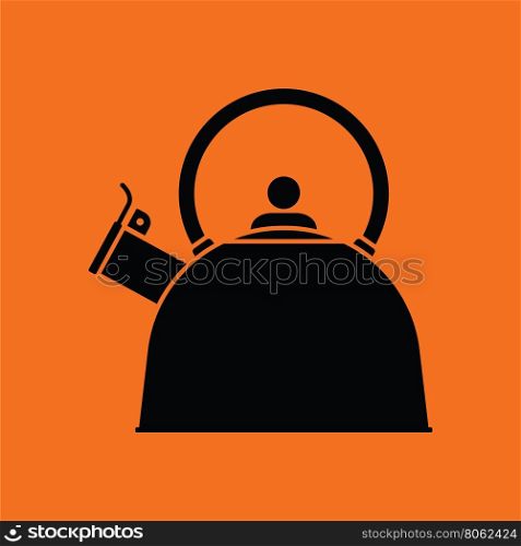 Kitchen kettle icon. Orange background with black. Vector illustration.