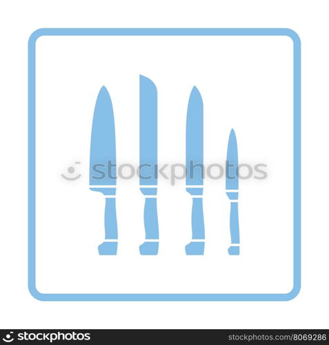 Kitchen knife set icon. Blue frame design. Vector illustration.