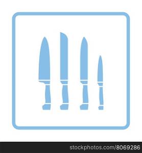 Kitchen knife set icon. Blue frame design. Vector illustration.