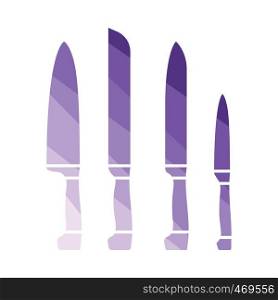 Kitchen knife set icon. Flat color design. Vector illustration.