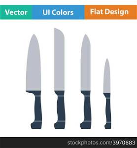 Kitchen knife set icon. Flat design. Vector illustration.