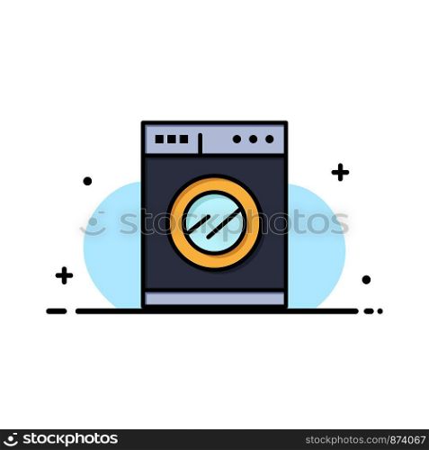 Kitchen, Machine, Washing Business Logo Template. Flat Color