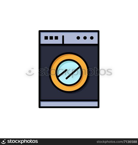 Kitchen, Machine, Washing Flat Color Icon. Vector icon banner Template