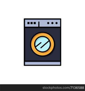Kitchen, Machine, Washing Flat Color Icon. Vector icon banner Template