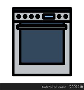 Kitchen Main Stove Unit Icon. Editable Bold Outline With Color Fill Design. Vector Illustration.