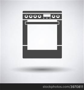 Kitchen main stove unit icon on gray background with round shadow. Vector illustration.