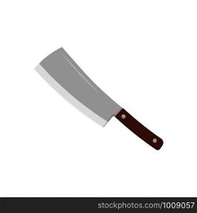 kitchen meat knife in flat on white background. kitchen meat knife on a white background