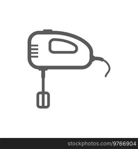 Kitchen mixer vector thin line icon. Home electronic appliances, cooking kitchenware hand mixer. Hand mixer line icon, household kitchen appliances