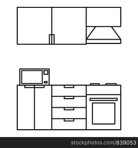 Kitchen modern furniture icon. Outline illustration of kitchen modern furniture vector icon for web design isolated on white background. Kitchen modern furniture icon, outline style