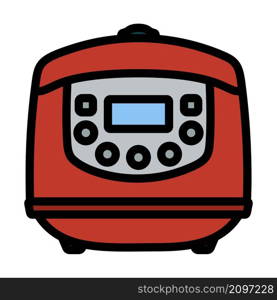 Kitchen Multicooker Machine Icon. Editable Bold Outline With Color Fill Design. Vector Illustration.