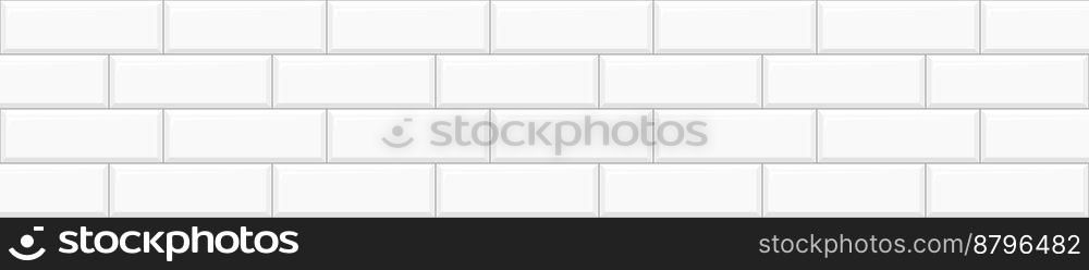 Kitchen or bathroom white metro tile seamless pattern. Stone brick wall background. Vector flat illustration.. Kitchen or bathroom white metro tile seamless pattern. Stone brick wall background. Vector flat illustration