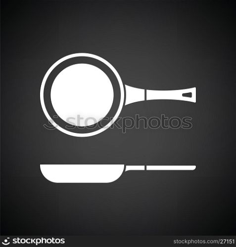 Kitchen pan icon. Black background with white. Vector illustration.