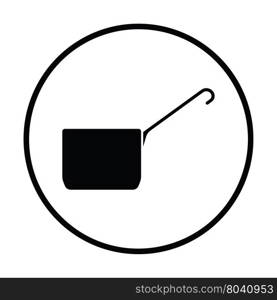 Kitchen pan icon. Thin circle design. Vector illustration.