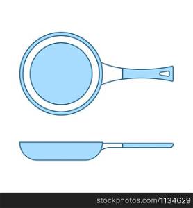 Kitchen Pan Icon. Thin Line With Blue Fill Design. Vector Illustration.