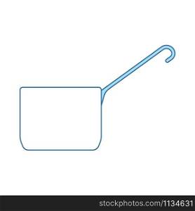 Kitchen Pan Icon. Thin Line With Blue Fill Design. Vector Illustration.