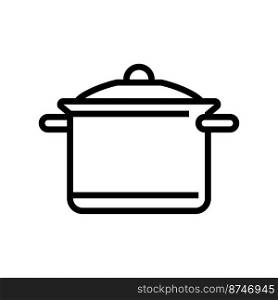 kitchen pot cooking line icon vector. kitchen pot cooking sign. isolated contour symbol black illustration. kitchen pot cooking line icon vector illustration