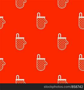Kitchen protective glove pattern repeat seamless in orange color for any design. Vector geometric illustration. Kitchen protective glove pattern seamless