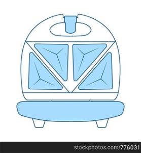 Kitchen Sandwich Maker Icon. Thin Line With Blue Fill Design. Vector Illustration.