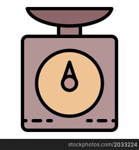 Kitchen scales icon. Outline kitchen scales vector icon color flat isolated. Kitchen scales icon color outline vector