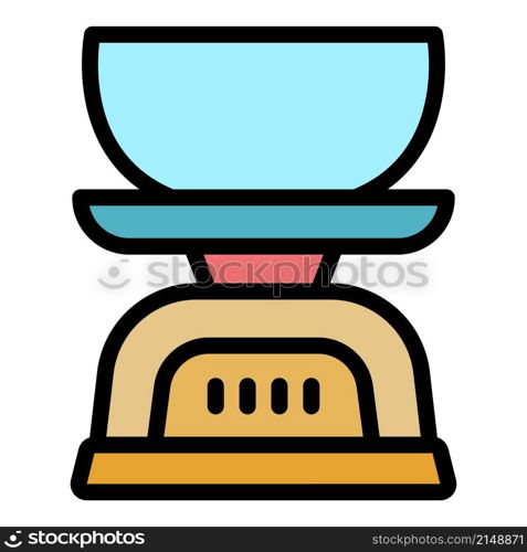 Kitchen scales icon. Outline Kitchen scales vector icon color flat isolated. Kitchen scales icon color outline vector