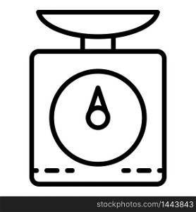 Kitchen scales icon. Outline kitchen scales vector icon for web design isolated on white background. Kitchen scales icon, outline style