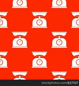 Kitchen scales pattern repeat seamless in orange color for any design. Vector geometric illustration. Kitchen scales pattern seamless
