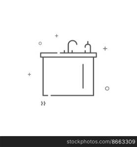 Kitchen sink simple vector line icon. Symbol, pictogram, sign isolated on white background. Editable stroke. Adjust line weight.. Kitchen sink simple vector line icon. Symbol, pictogram, sign isolated on white background. Editable stroke