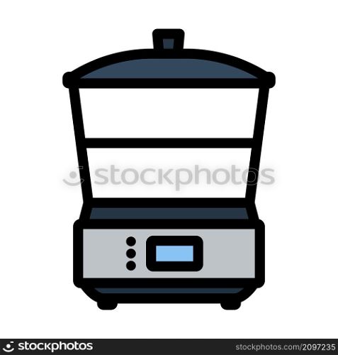 Kitchen Steam Cooker Icon. Editable Bold Outline With Color Fill Design. Vector Illustration.