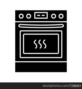 Kitchen stove glyph icon. Gas range cooker. Cooktop and oven. Kitchen appliance. Silhouette symbol. Negative space. Vector isolated illustration. Kitchen stove glyph icon