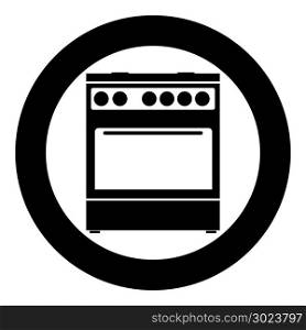 Kitchen stove icon black color in circle or round vector illustration