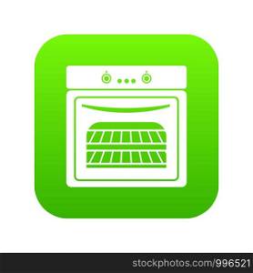 Kitchen stove icon green vector isolated on white background. Kitchen stove icon green vector
